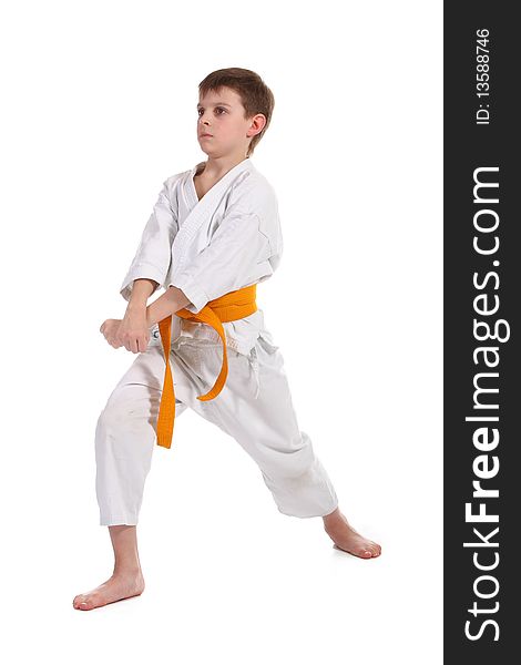 Little boy practice karate