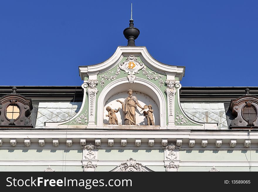 Historical house facade in Kromeriz,world heritage