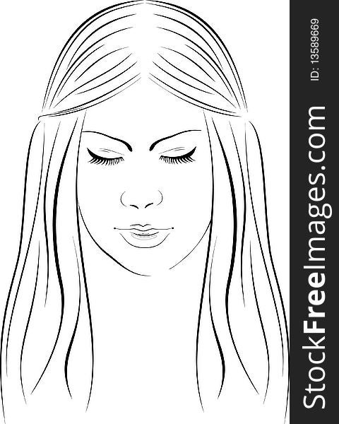 Vector. A series of images of young and beautiful girls