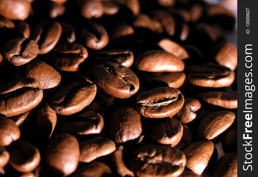 The fried grains of coffee