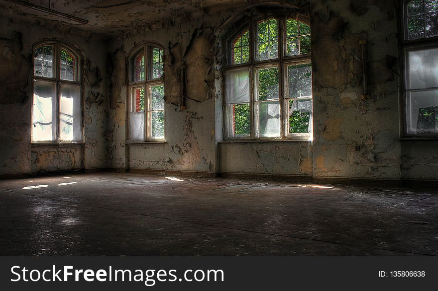 Window, Building, Darkness, Ruins