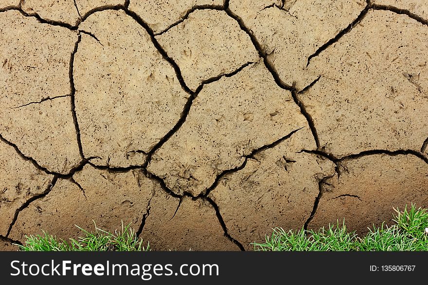 Soil, Drought, Grass, Rock