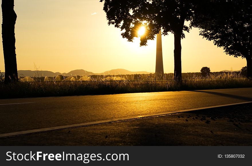 Sky, Tree, Road, Sunrise