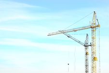 Two Cranes Over Blue Sky Royalty Free Stock Image
