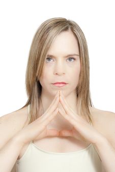 Girl Concentrated In Yoga Stance Stock Images Girl Concentrated In Yoga Stance Stock Images