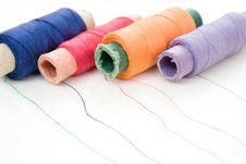 Multicolor Thread Reels On White Stock Photos Multicolor Thread Reels On White Stock Photos