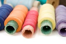 Multicolor Thread Reels On White Stock Images Multicolor Thread Reels On White Stock Images