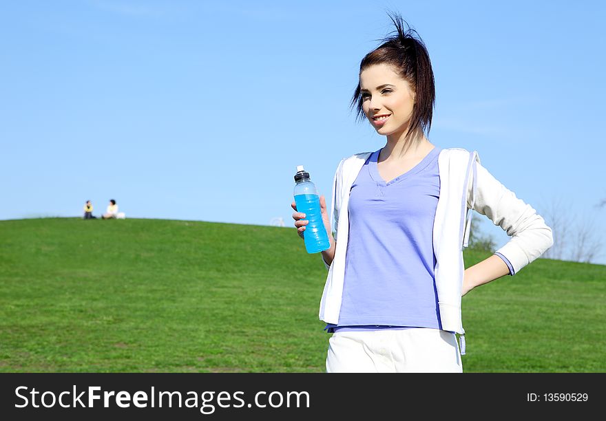 Fitness girl in park.