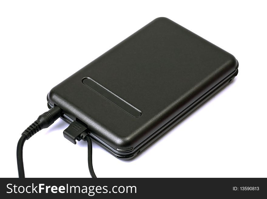 External hard drive on white background