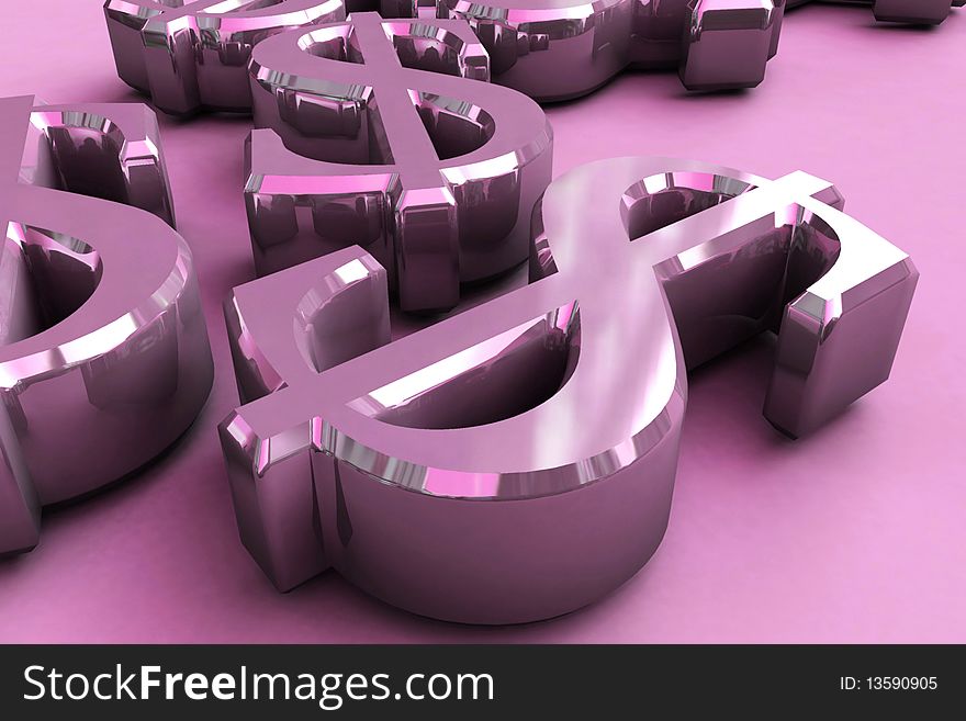 3D Render Money Signs Image