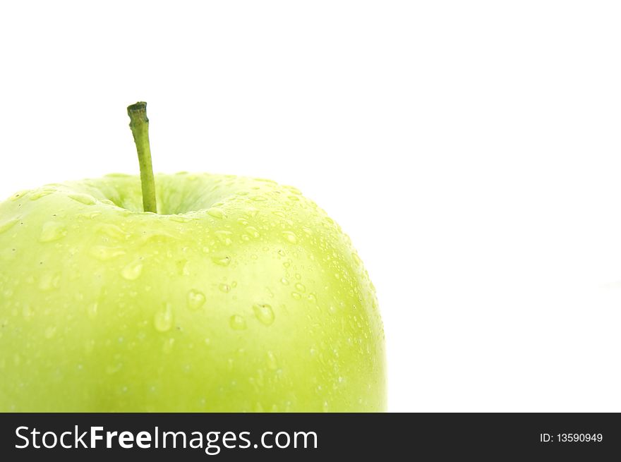 Green apple on the white background, isolate