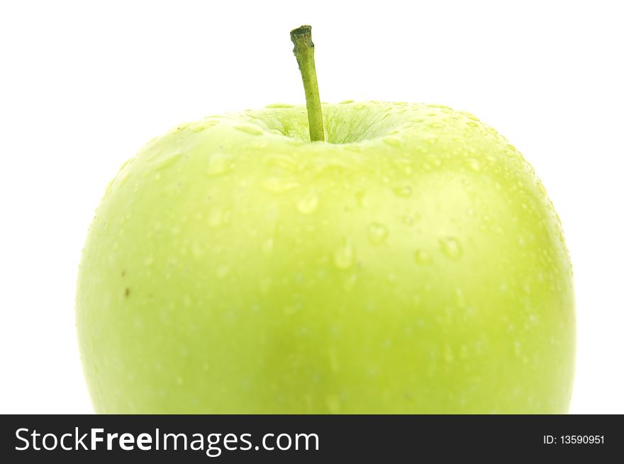 Green apple on the white background, isolated