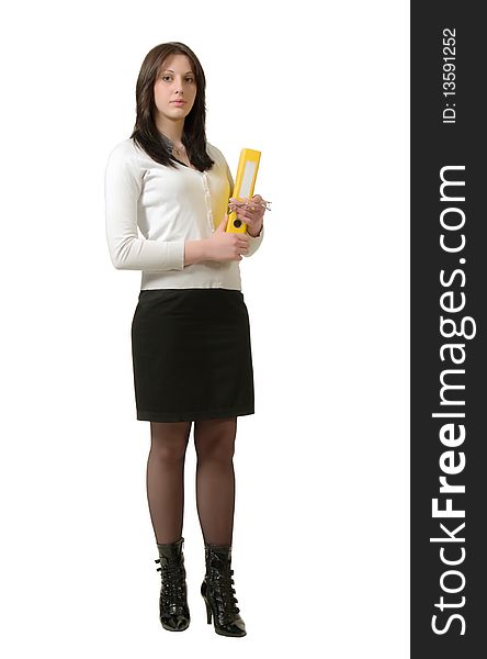 Cheerful Young Business Lady With A Folder