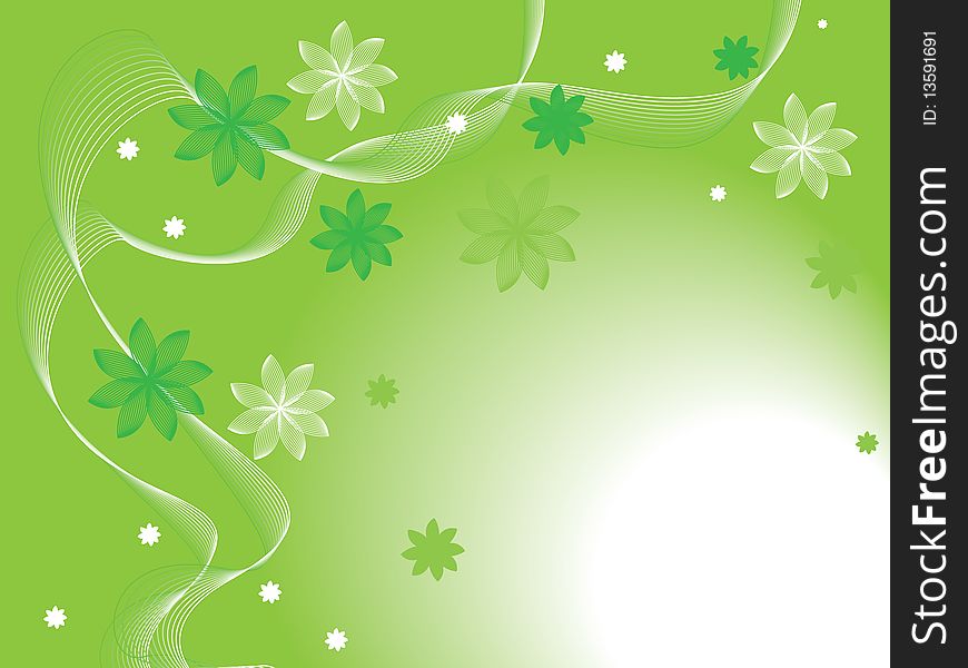 Flowers on a green background. Vector illustration. Flowers on a green background. Vector illustration