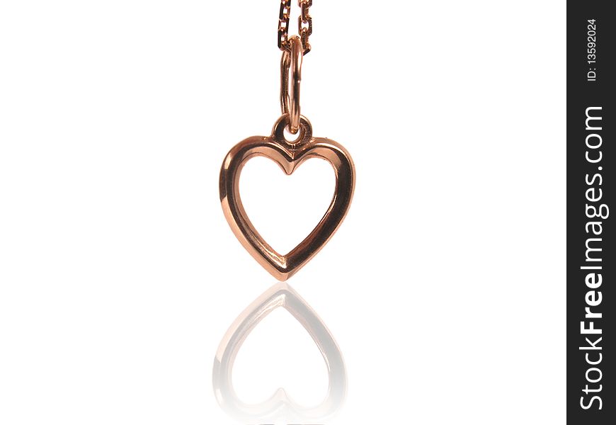 Golden necklace looks like heart. Golden necklace looks like heart
