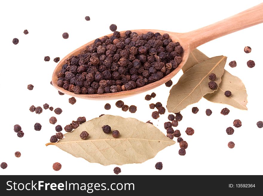 Spices in a wooden spoon