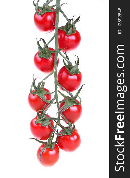 Fresh cherry tomatoes isolated on white background