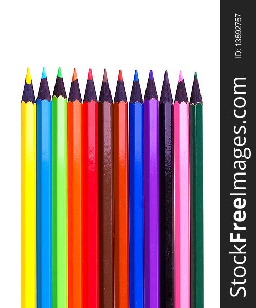 Color pencils isolated on white background