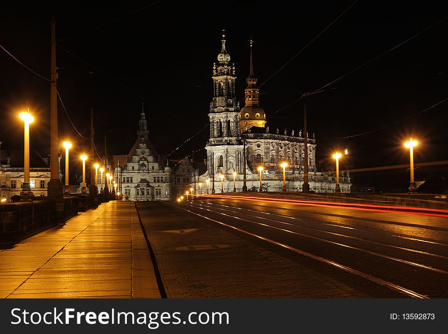 Hofkirche in Dresden at night