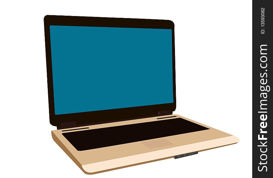 Illustration of the laptop located on white background