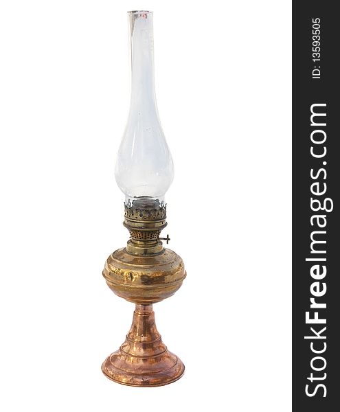 Kerosene lamp, isolated on white