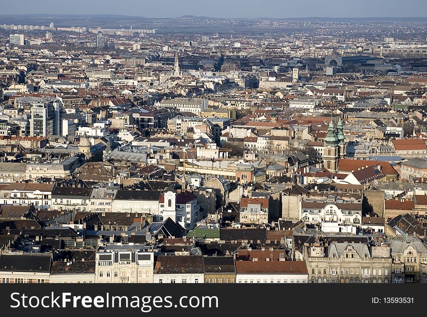 Budapest landscape from citadella gelért