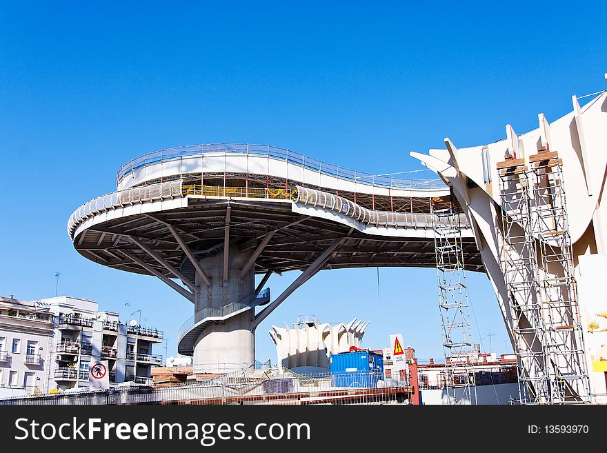 A modern parking being built in Seville, Spain. A modern parking being built in Seville, Spain