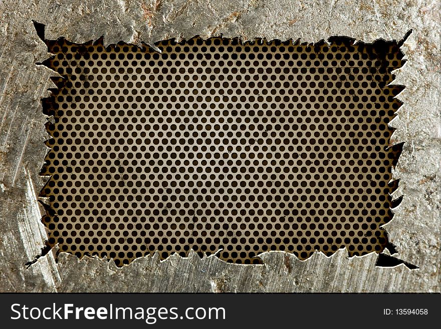 Metal frame, an abstract grunge background