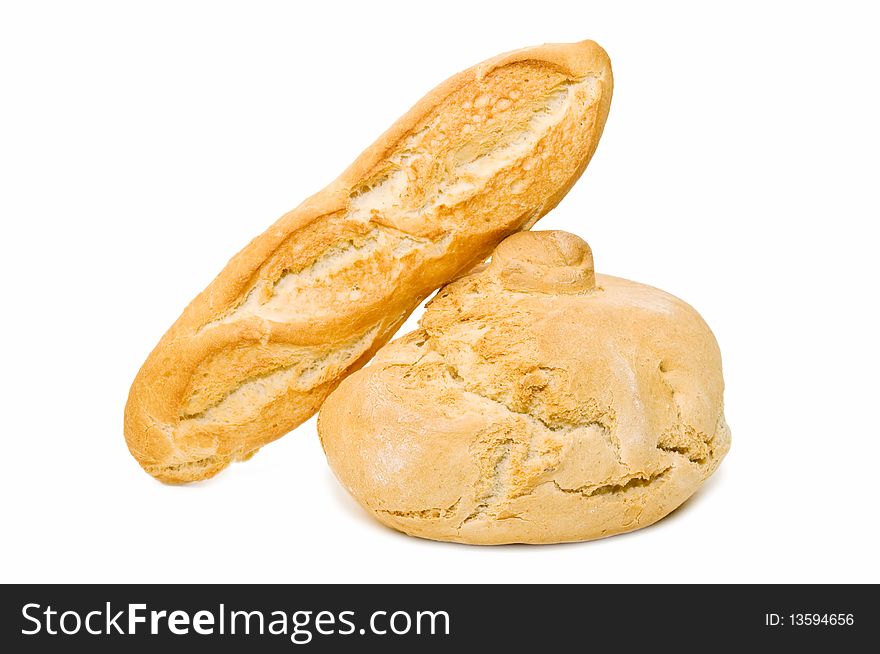 Bread composition on white background isolated
