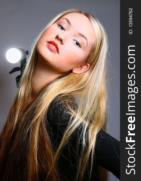 Beautiful stylish blonde; studio shot