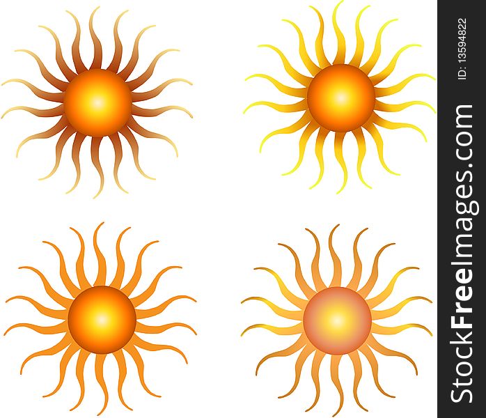 Set of sun in different colours