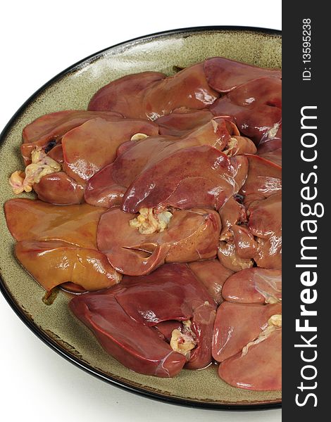 Fresh chicken liver isolated on the whitze background