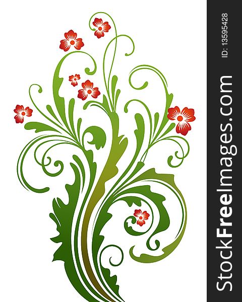 Red flower and leaves pattern