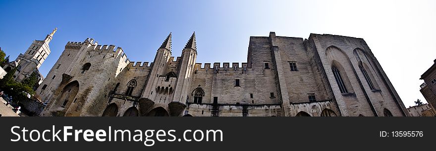 Popes Palace (Palais des Papes) panorama in Avignon, Provence, France. Popes Palace (Palais des Papes) panorama in Avignon, Provence, France