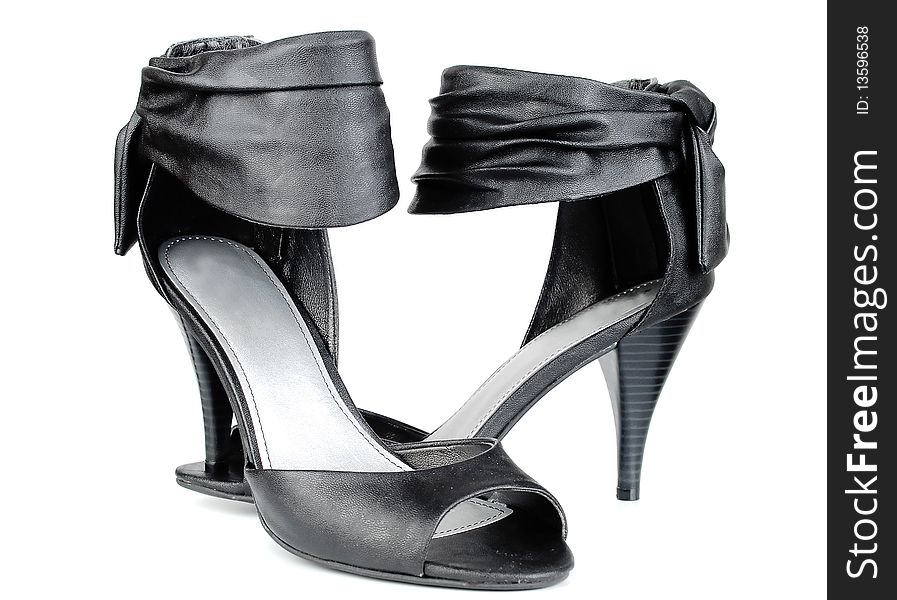 Woman black modern shoes.