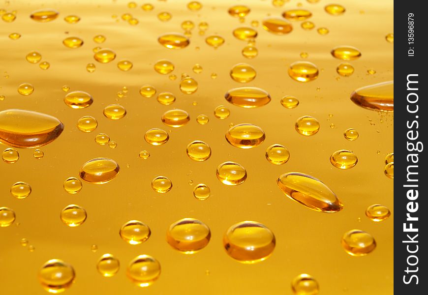 Very beautiful gold drops of water. Very beautiful gold drops of water