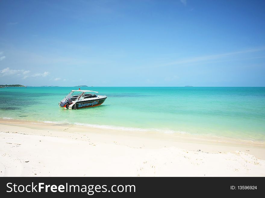 Speed Boat On The Beach Of Samed Island