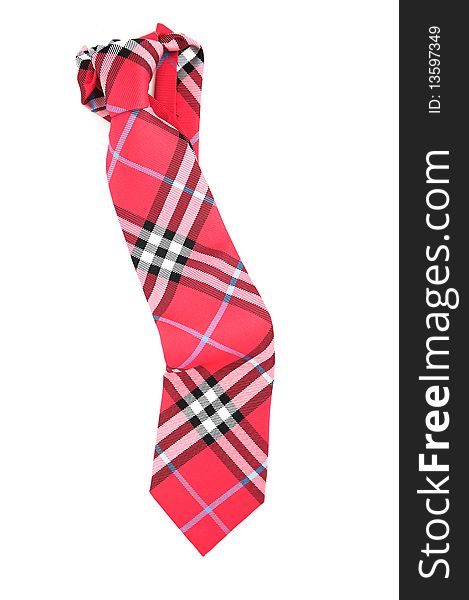 Red Silk Necktie on White Background. Red Silk Necktie on White Background