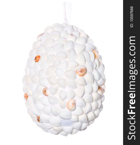 Decorative Egg Made From Shells On White