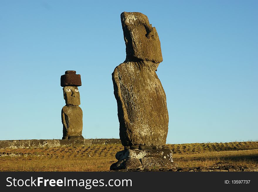 Moai in easter island chile