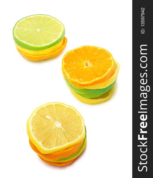Sresh ripe fruit (lime, mandarin, limon) on white background (isolated). Sresh ripe fruit (lime, mandarin, limon) on white background (isolated)
