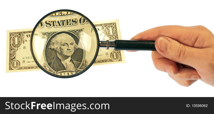 Dollar under the magnifier