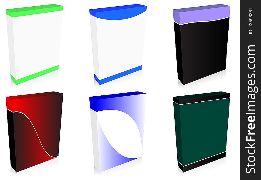 Blank multicolored packages for software. Blank multicolored packages for software