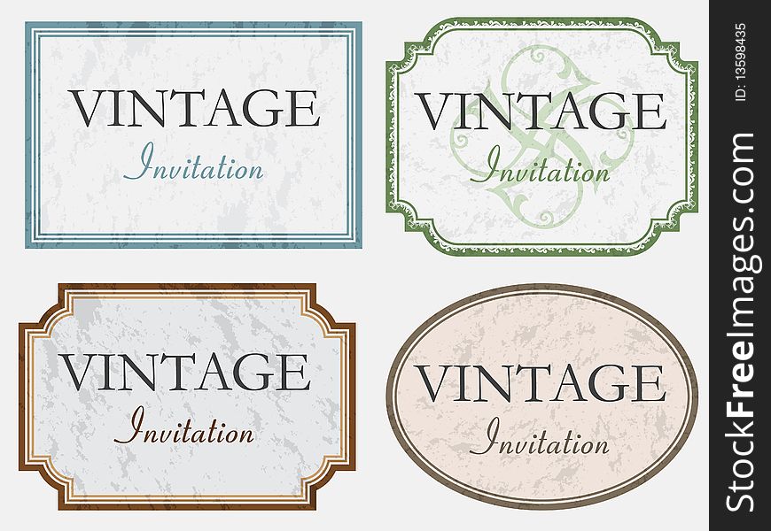 Different types and colors of invitations on a white background. Different types and colors of invitations on a white background