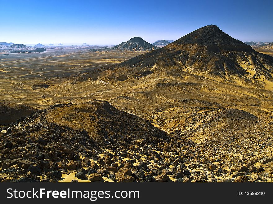 Volcanic Black desert in Egypt. Volcanic Black desert in Egypt