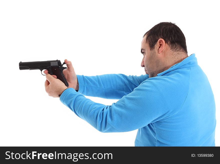 Image of a men with a pistol. Image of a men with a pistol