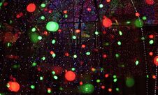 Defocused Bokeh Of LED Lights In New Year Night Stock Image