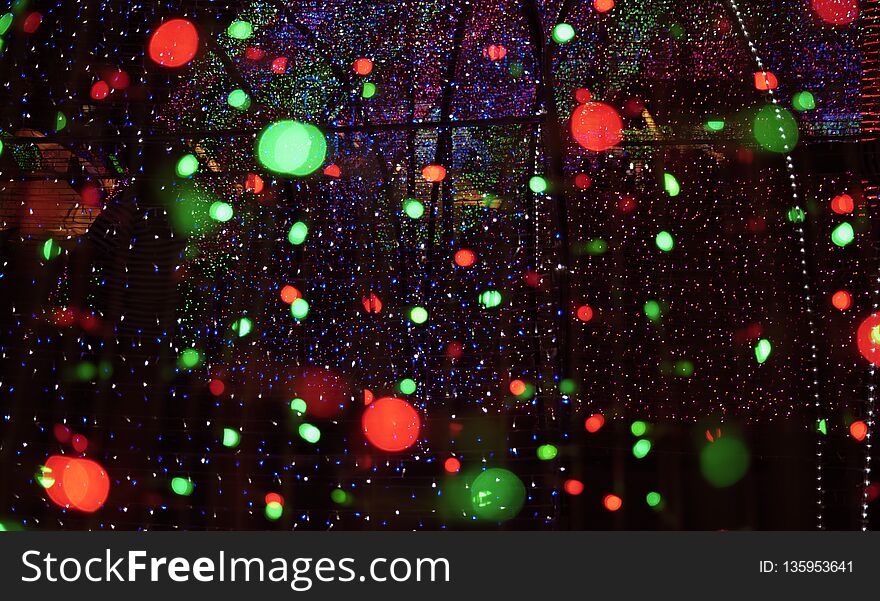 Abstract background defocused bokeh of LED lights in new year night celebration