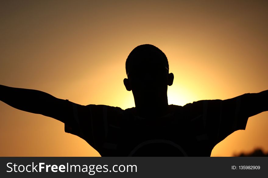 Silhouette, Sky, Sunrise, Backlighting