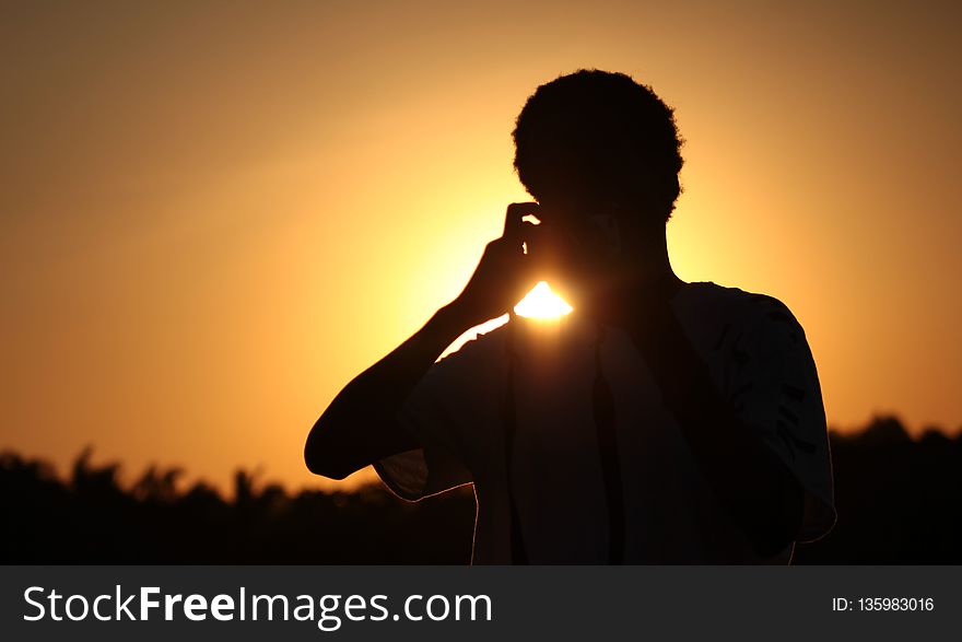 Sky, Silhouette, Sun, Backlighting